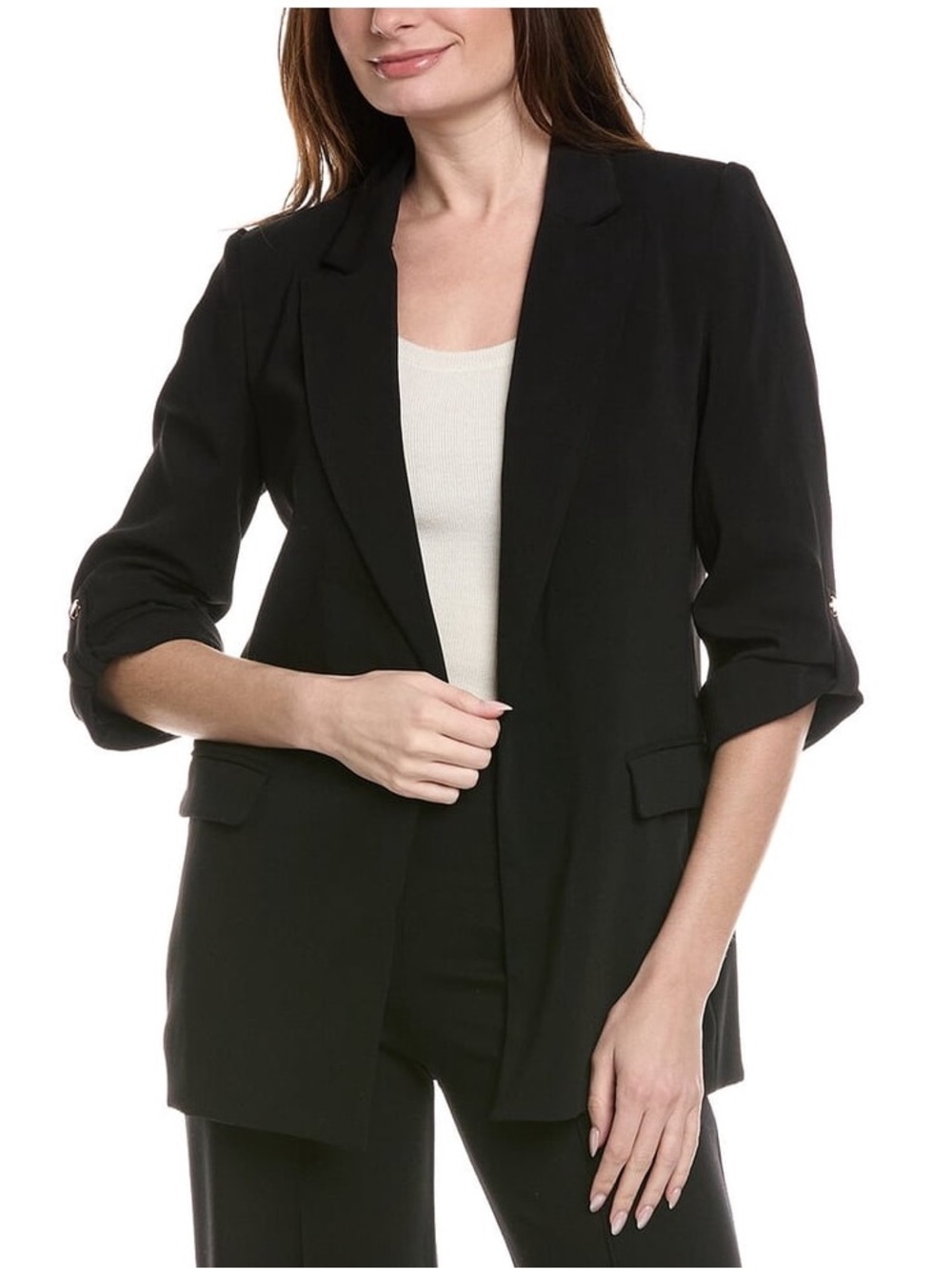 Black Tailored Open-Front Blazer